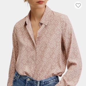 Mango Geometric Patterned Pink Blouse